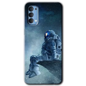 Oppo Reno 4 Astronot Yalnızlığı Baskılı Uyumlu Silikon Kılıf