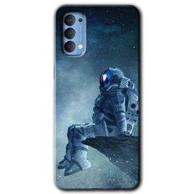 Oppo Reno 4 Astronot Yalnızlığı Baskılı Uyumlu Silikon Kılıf