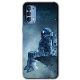 Oppo Reno 4 Astronot Yalnızlığı Baskılı Uyumlu Silikon Kılıf