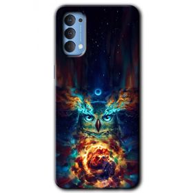 Oppo Reno 4 Ballı Baykuş Baskılı Uyumlu Silikon Kılıf