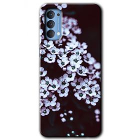 Oppo Reno 4 Beyaz Çiçek Baskılı Uyumlu Silikon Kılıf