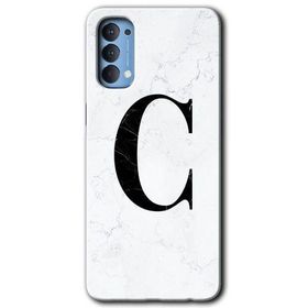 Oppo Reno 4 Beyaz Mermer Desenli Ç Harfi Baskılı Uyumlu Silikon Kılıf