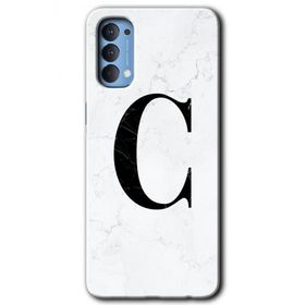 Oppo Reno 4 Beyaz Mermer Desenli Ç Harfi Baskılı Uyumlu Silikon Kılıf