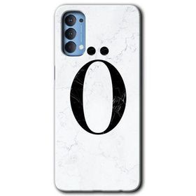 Oppo Reno 4 Beyaz Mermer Desenli Ö Harfi Baskılı Uyumlu Silikon Kılıf