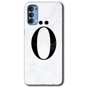 Oppo Reno 4 Beyaz Mermer Desenli Ö Harfi Baskılı Uyumlu Silikon Kılıf