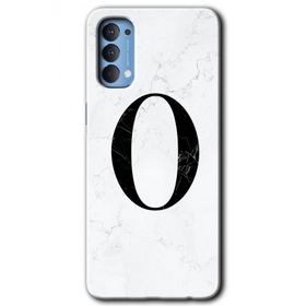 Oppo Reno 4 Beyaz Mermer Desenli Ö Harfi Baskılı Uyumlu Silikon Kılıf