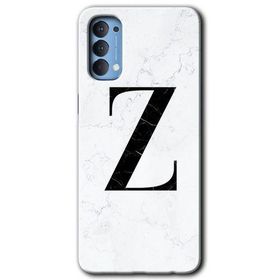 Oppo Reno 4 Beyaz Mermer Desenli Z Harfi Baskılı Uyumlu Silikon Kılıf