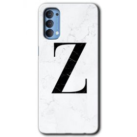 Oppo Reno 4 Beyaz Mermer Desenli Z Harfi Baskılı Uyumlu Silikon Kılıf