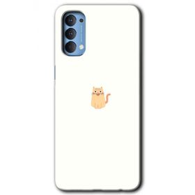 Oppo Reno 4 Cat Minimalism Baskılı Uyumlu Silikon Kılıf