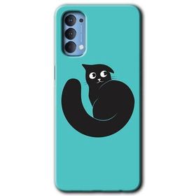 Oppo Reno 4 Cat Vector Baskılı Uyumlu Silikon Kılıf