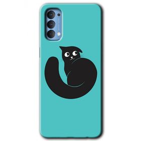Oppo Reno 4 Cat Vector Baskılı Uyumlu Silikon Kılıf