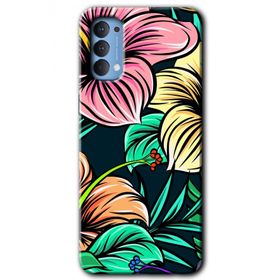 Oppo Reno 4 Çizim Çiçekler Baskılı Uyumlu Silikon Kılıf