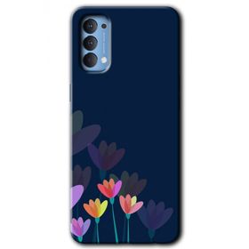 Oppo Reno 4 Çizim Çiçekleri Baskılı Uyumlu Silikon Kılıf
