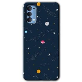 Oppo Reno 4 Çizim Gezegen Baskılı Uyumlu Silikon Kılıf