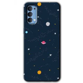 Oppo Reno 4 Çizim Gezegen Baskılı Uyumlu Silikon Kılıf