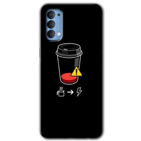 Oppo Reno 4 Coffee Battery Baskılı Uyumlu Silikon Kılıf