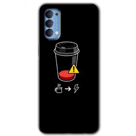 Oppo Reno 4 Coffee Battery Baskılı Uyumlu Silikon Kılıf