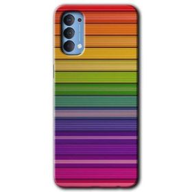 Oppo Reno 4 Colorful Lines Baskılı Uyumlu Silikon Kılıf