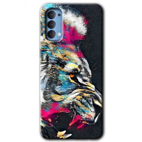 Oppo Reno 4 Colorfull Aslan Baskılı Uyumlu Silikon Kılıf