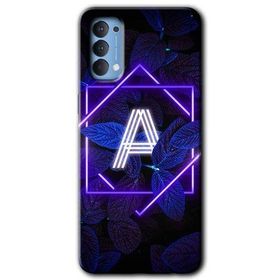 Oppo Reno 4 Dark Neon Yaprak A Harfi Baskılı Uyumlu Silikon Kılıf