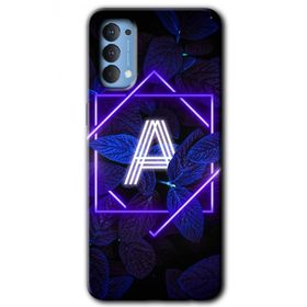 Oppo Reno 4 Dark Neon Yaprak A Harfi Baskılı Uyumlu Silikon Kılıf