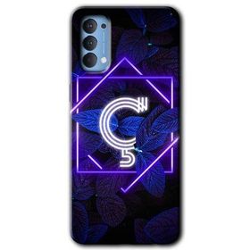 Oppo Reno 4 Dark Neon Yaprak Ç Harfi Baskılı Uyumlu Silikon Kılıf