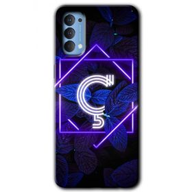 Oppo Reno 4 Dark Neon Yaprak Ç Harfi Baskılı Uyumlu Silikon Kılıf
