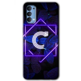 Oppo Reno 4 Dark Neon Yaprak Ç Harfi Baskılı Uyumlu Silikon Kılıf