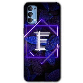 Oppo Reno 4 Dark Neon Yaprak E Harfi Baskılı Uyumlu Silikon Kılıf