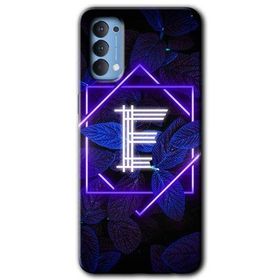 Oppo Reno 4 Dark Neon Yaprak E Harfi Baskılı Uyumlu Silikon Kılıf
