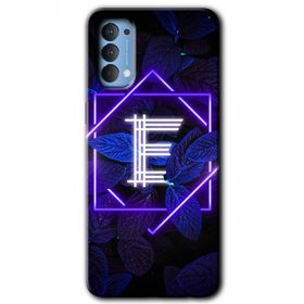 Oppo Reno 4 Dark Neon Yaprak E Harfi Baskılı Uyumlu Silikon Kılıf
