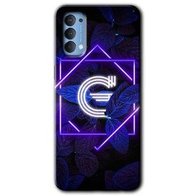 Oppo Reno 4 Dark Neon Yaprak G Harfi Baskılı Uyumlu Silikon Kılıf