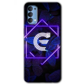 Oppo Reno 4 Dark Neon Yaprak G Harfi Baskılı Uyumlu Silikon Kılıf