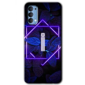 Oppo Reno 4 Dark Neon Yaprak İ Harfi Baskılı Uyumlu Silikon Kılıf