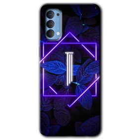Oppo Reno 4 Dark Neon Yaprak İ Harfi Baskılı Uyumlu Silikon Kılıf