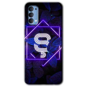 Oppo Reno 4 Dark Neon Yaprak S Harfi Baskılı Uyumlu Silikon Kılıf