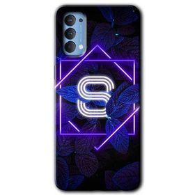 Oppo Reno 4 Dark Neon Yaprak S Harfi Baskılı Uyumlu Silikon Kılıf