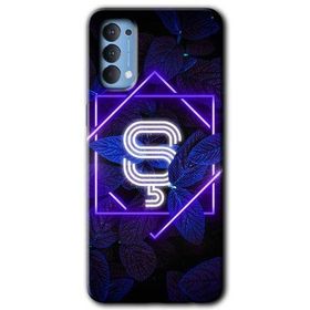 Oppo Reno 4 Dark Neon Yaprak S Harfi Baskılı Uyumlu Silikon Kılıf