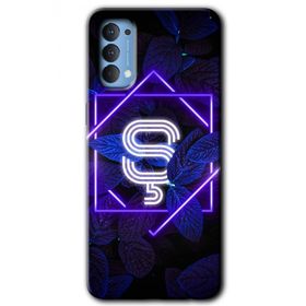 Oppo Reno 4 Dark Neon Yaprak S Harfi Baskılı Uyumlu Silikon Kılıf