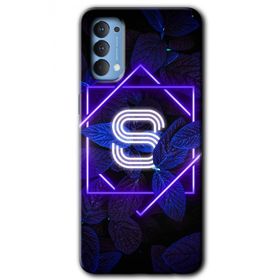Oppo Reno 4 Dark Neon Yaprak S Harfi Baskılı Uyumlu Silikon Kılıf