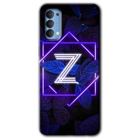 Oppo Reno 4 Dark Neon Yaprak Z Harfi Baskılı Uyumlu Silikon Kılıf