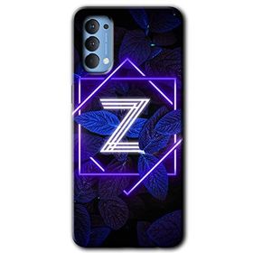 Oppo Reno 4 Dark Neon Yaprak Z Harfi Baskılı Uyumlu Silikon Kılıf