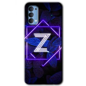 Oppo Reno 4 Dark Neon Yaprak Z Harfi Baskılı Uyumlu Silikon Kılıf