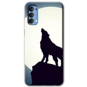 Oppo Reno 4 Dolunay Bozkurt Baskılı Uyumlu Silikon Kılıf