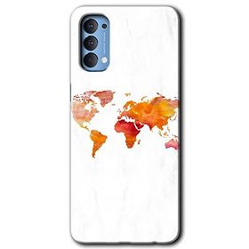 Oppo Reno 4 Dünya Haritası Baskılı Uyumlu Silikon Kılıf