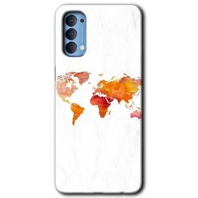 Oppo Reno 4 Dünya Haritası Baskılı Uyumlu Silikon Kılıf
