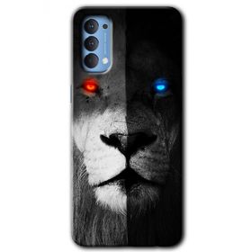 Oppo Reno 4 Fire and Ice Lion Baskılı Uyumlu Silikon Kılıf
