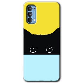 Oppo Reno 4 Kara Kedi Baskılı Uyumlu Silikon Kılıf