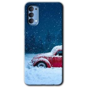 Oppo Reno 4 Karlı Vosvos Baskılı Uyumlu Silikon Kılıf