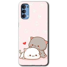 Oppo Reno 4 Kedi Aşkı Baskılı Uyumlu Silikon Kılıf